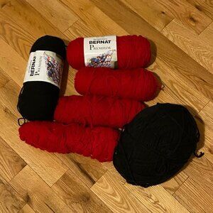 BRAND New Bernat Premium Yarn Black & Red